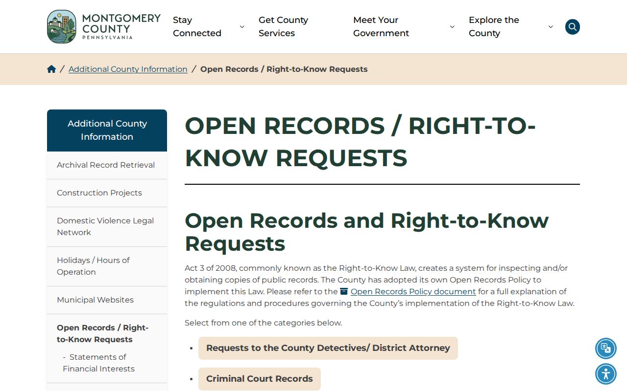 Montgomery County open-records instructions for 72-hour releases