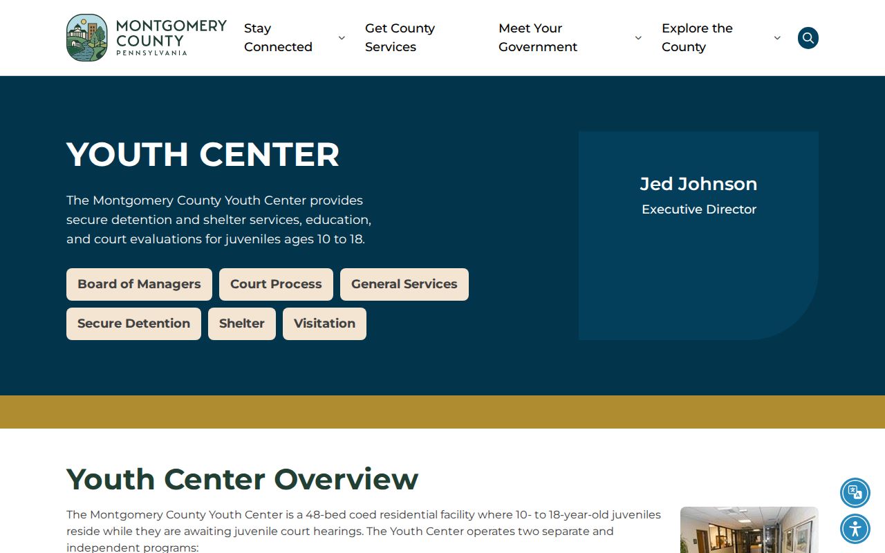 Montgomery County Youth Center juvenile release record facility profile
