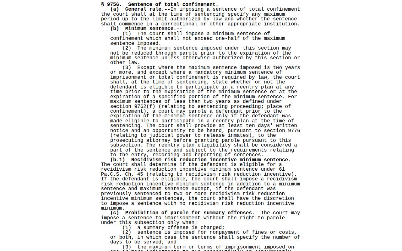 Montgomery County projected release date minimum and maximum sentence statute