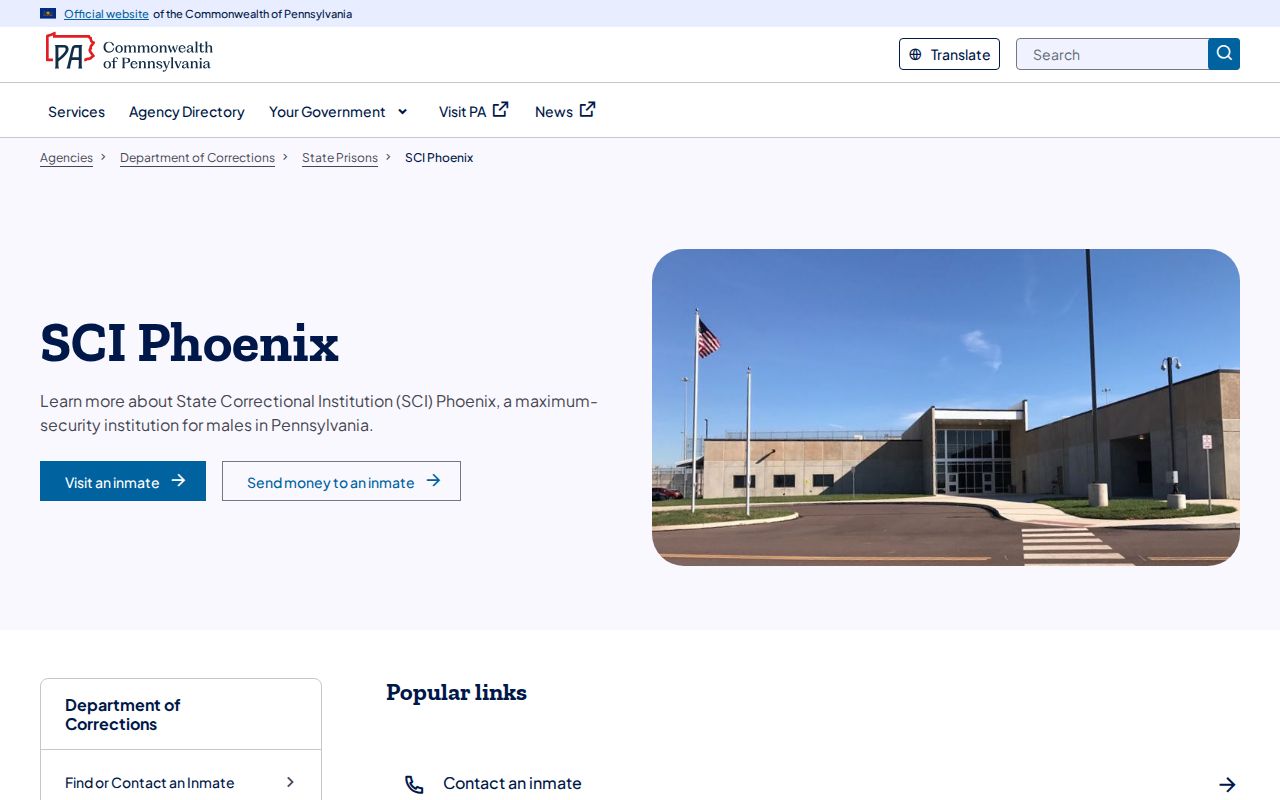 SCI Phoenix state prison release search facility profile